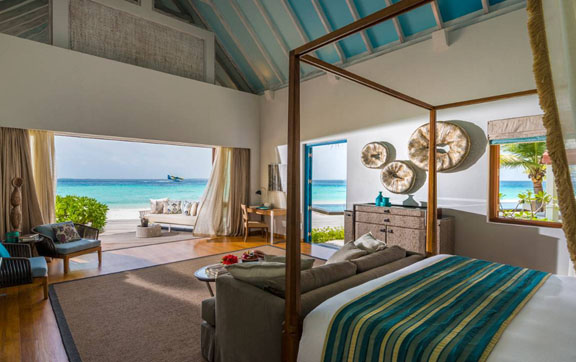 Interior of a villa at The Four Seasons Maldives at Landaa Giraavaru