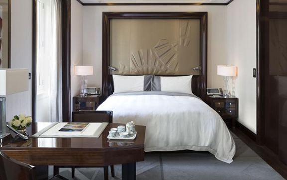 Bed at The Peninsula Paris