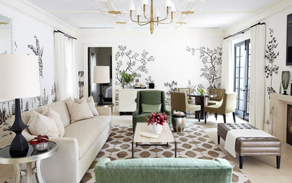 The interior of the living room which can be found in the Charlton Suite at the Bel Air Hotel, Los Angeles, USA