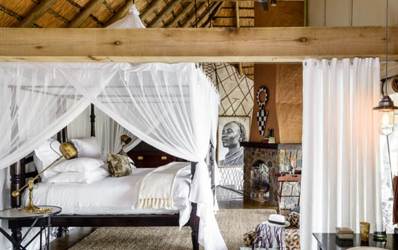 The bedroom of the breathtaking Ebony Lodge, Singita Lodges, South Africa.