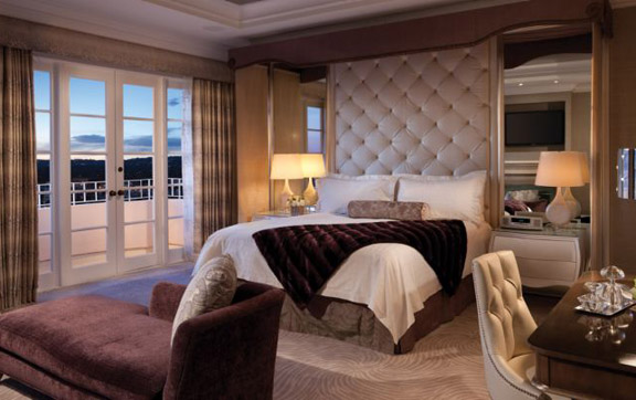 The bedroom in of the suites at the Four Seasons Los Angeles at Beverly Hills, USA