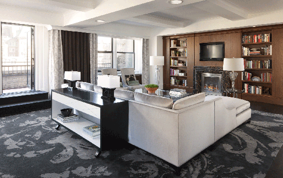 Interior layout of a suite, at The Surrey, New York, USA