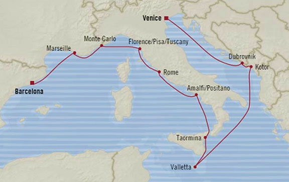 Venice to Barcelona on Oceania