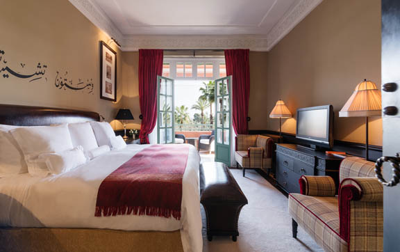 Bedroom, Churchill Suite, Room 300.  La Mamounia Hotel, Marrakech, Morocco. Photo by Alan Keohane www.still-images.net for La Mamounia