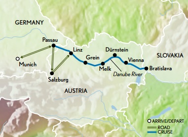 A&K Christmas on the Danube 2016 Itinerary Map