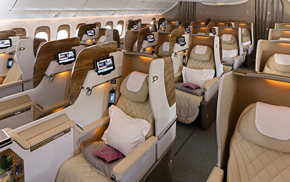 Business Class Cabin on Emirates New Boeing 777