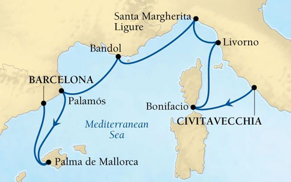 Seabourn Quest 7 day Riviera Allure Itinerary Map