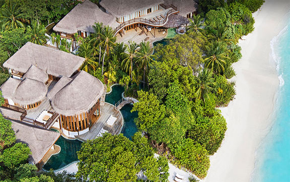Soneva Fushi Maldives Private Beach Aerial View